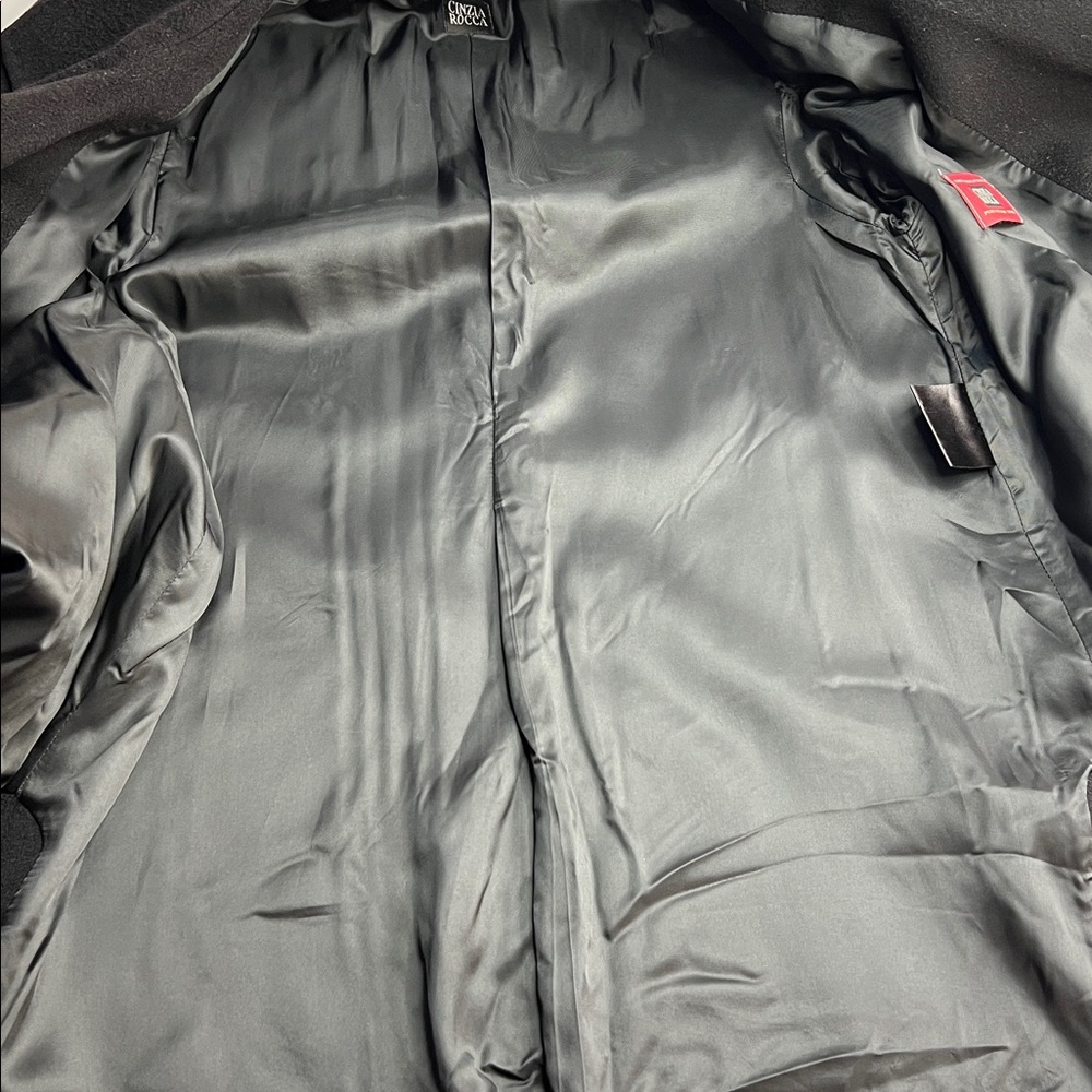 Cinzia Rocca Classic virgin wool Black Pea Coat career quality mature timeless S - Picture 10 of 12